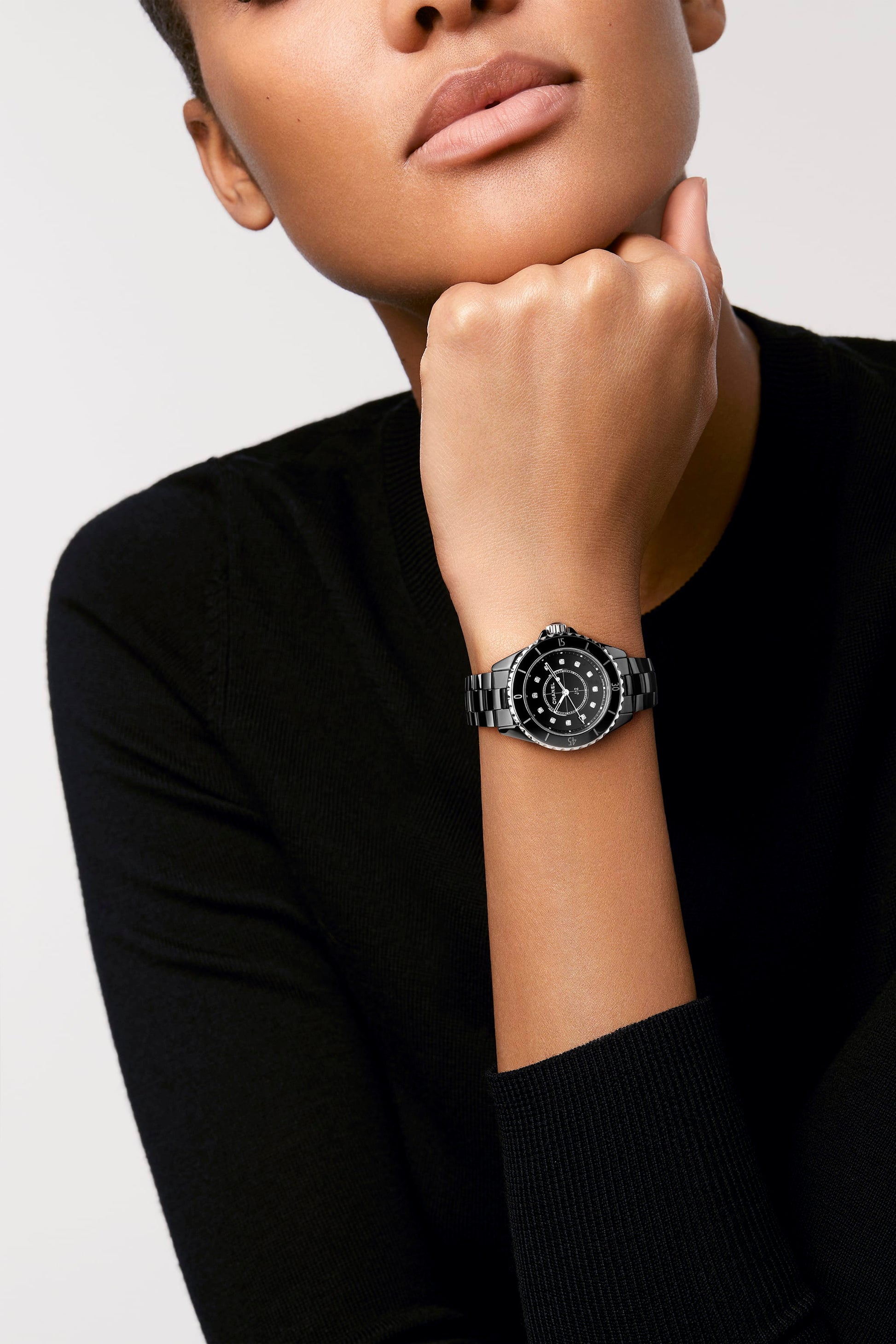  Shop Authentic Chanel J12 Quartz Diamonds Black Dial Black Steel Strap Watch for Women - J12 H5701 - Luxxuri