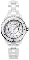  Shop Authentic Chanel J12 Diamonds Mother of Pearl White Dial White Steel Strap Watch for Women - J12 H5704 - Luxxuri