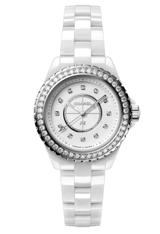  Shop Authentic Chanel J12 Quartz Diamonds White Dial White Steel Strap Watch for Women - J12 H3110 - Luxxuri