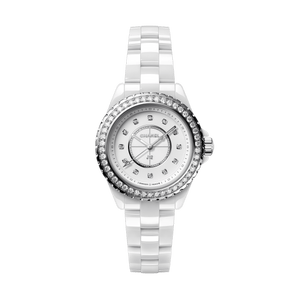  Shop Authentic Chanel J12 Quartz Diamonds White Dial White Steel Strap Watch for Women - J12 H6418 - Luxxuri