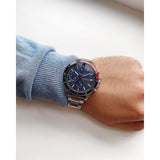  Shop Authentic Tommy Hilfiger Bank Chronograph Blue Dial Silver Steel Strap Watch for Men - 1791718 - Luxxuri