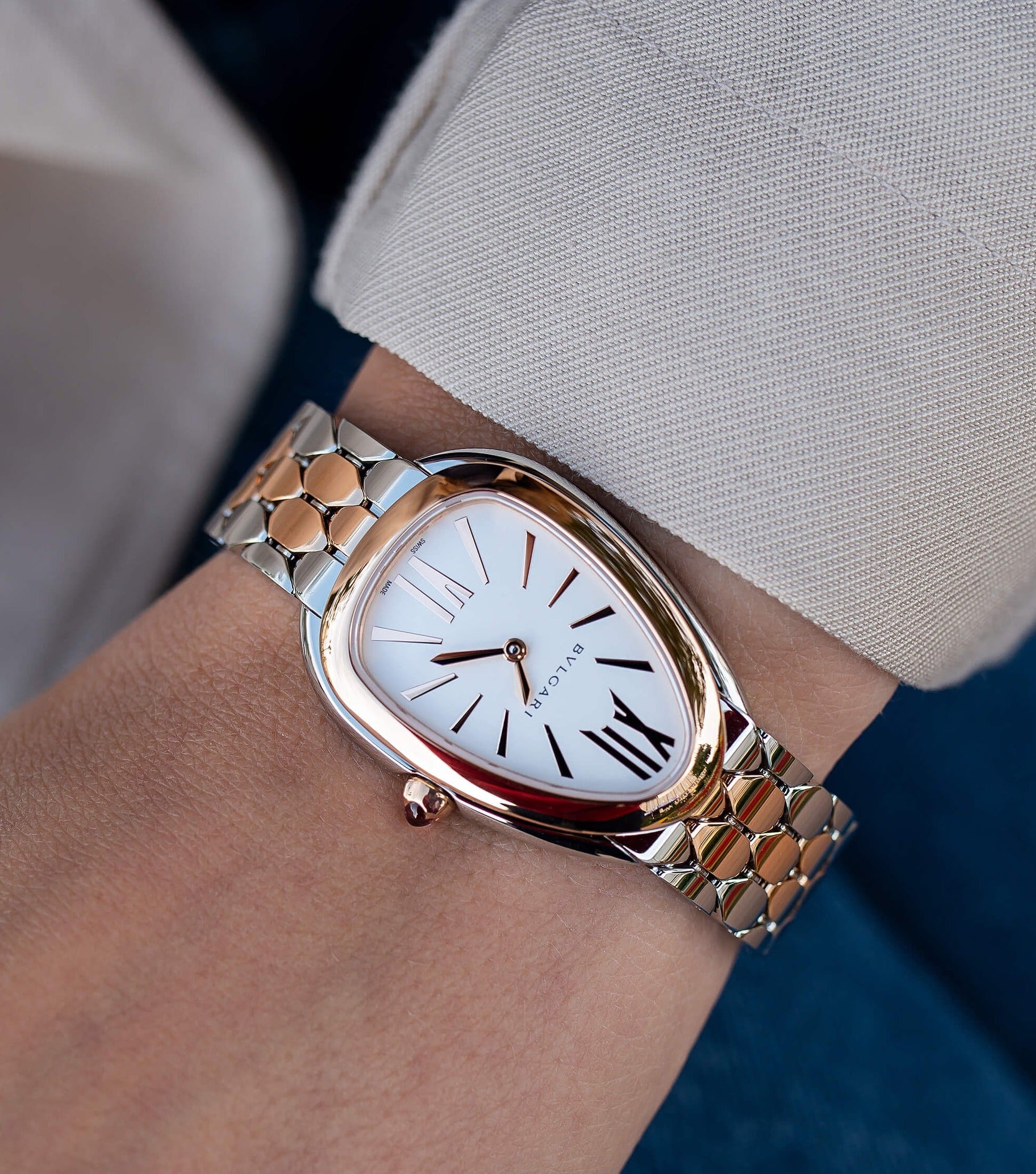  Shop Authentic Bvlgari Serpenti Seduttori White Dial Two Tone Steel Strap Watch for Women - SERPENTI103277 - Luxxuri