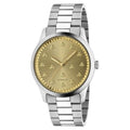  Shop Authentic Gucci G Timeless Quartz Gold Dial Silver Steel Strap Watch for Women - YA1265035 - Luxxuri