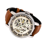  Shop Authentic Fossil Boyfriend Automatic Skeleton Silver Dial Brown Leather Strap Watch for Women - ME3109 - Luxxuri
