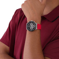 Guess Momentum Black Dial Red Rubber Strap Watch for Men - GW0263G3