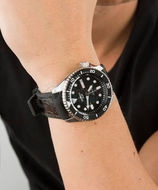  Shop Authentic Seiko 5 Sports SKX Automatic Black Dial Black Leather Strap Watch for Men - SRPD55K2 - Luxxuri