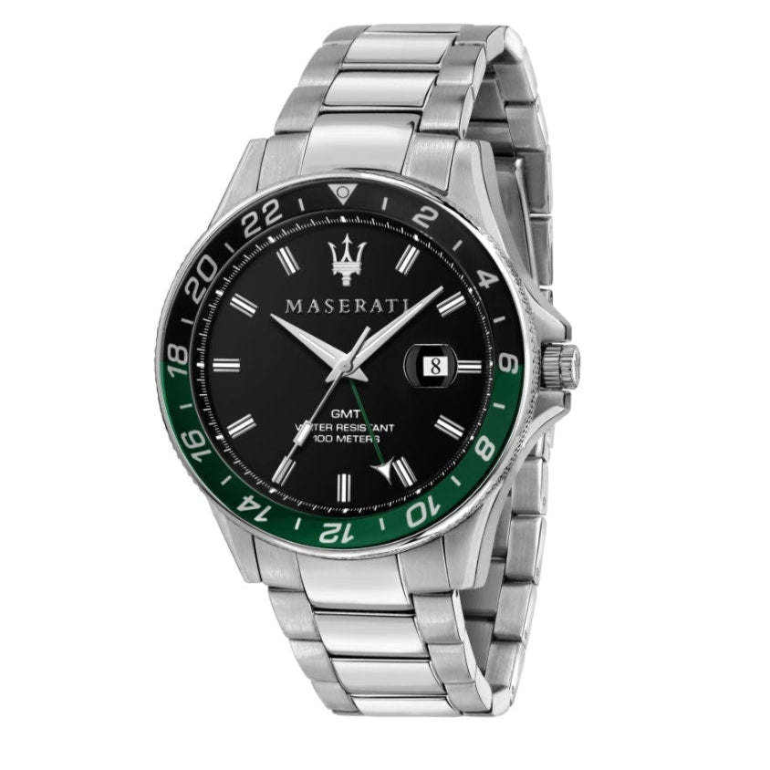 Maserati SFIDA Chronograph Black Dial Silver Steel Strap Watch For Men - R8853140005