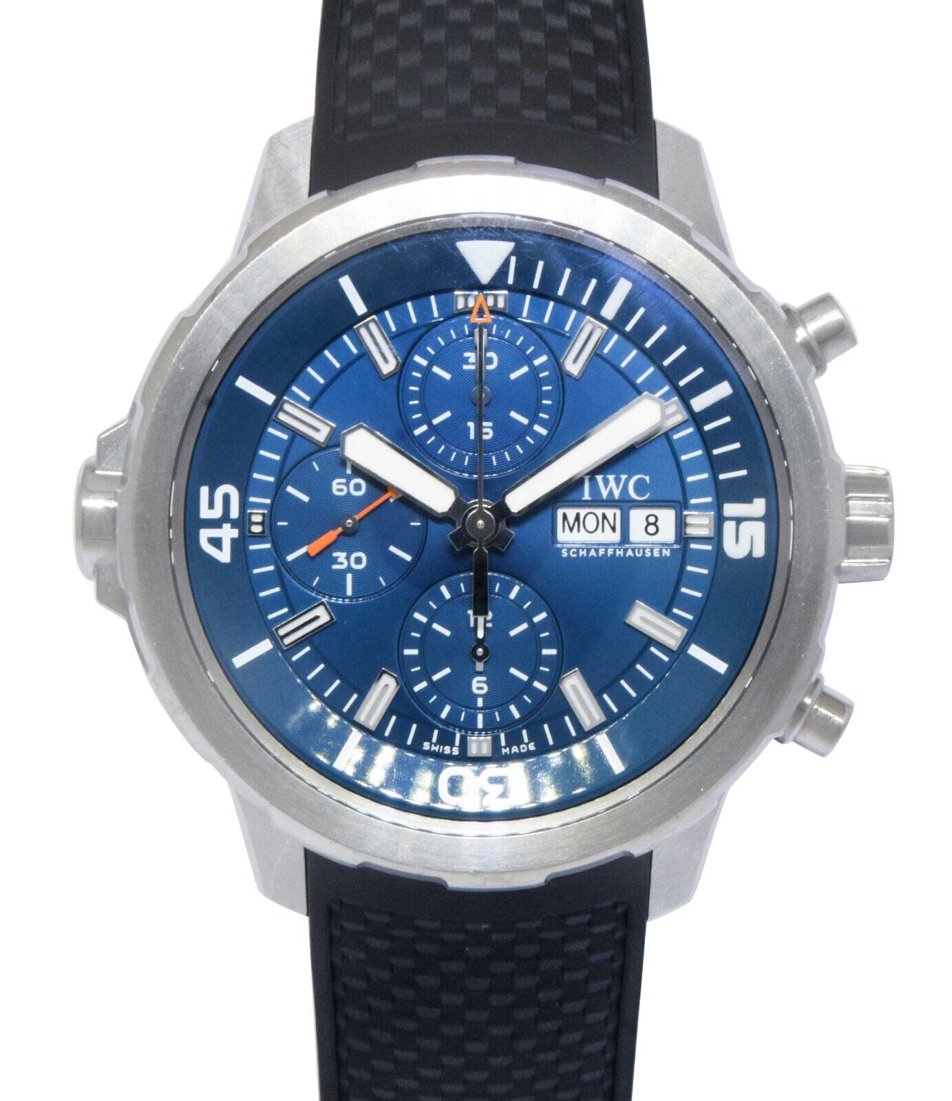  Shop Authentic IWC Aquatimer Automatic Chronograph 44mm Blue Dial Black Rubber Strap Watch for Men - IW376805 - Luxxuri
