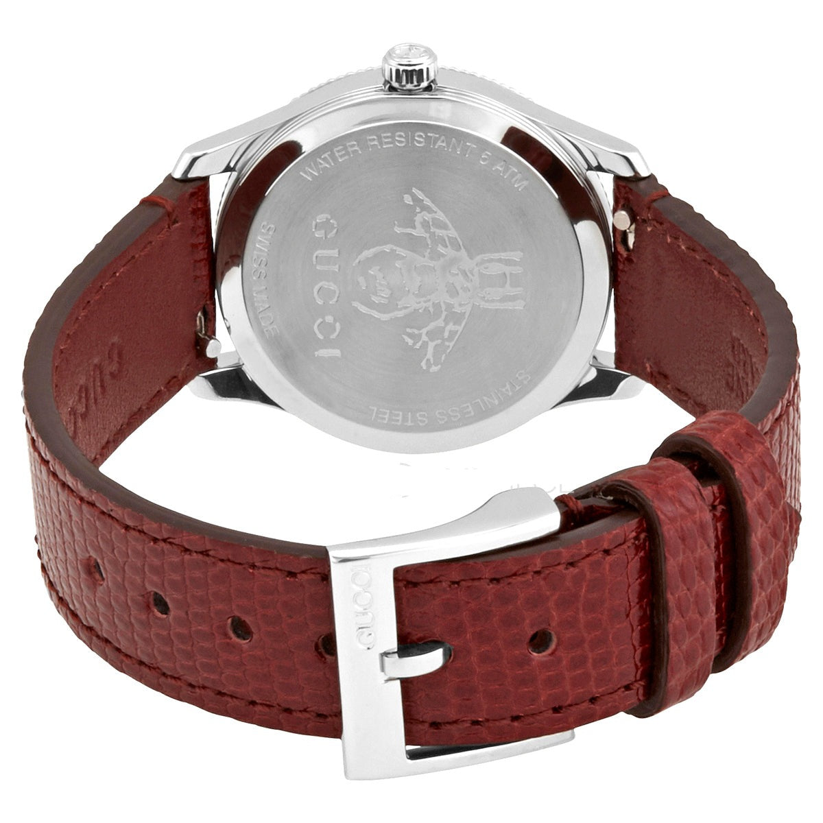  Shop Authentic Gucci G Timeless Quartz Diamonds Pink Dial Red Leather Strap Watch For Women - YA1265017 - Luxxuri