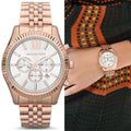  Shop Authentic Michael Kors Lexington Chronograph White Dial Rose Gold Steel Strap Watch For Women - MK8313 - Luxxuri