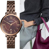  Shop Authentic Fossil Jacqueline Brown Dial Brown Steel Strap Watch for Women - ES4275 - Luxxuri