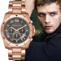  Shop Authentic Michael Kors Brecken Chronograph Analog Black Dial Rose Gold Steel Strap Watch For Women - MK8563 - Luxxuri