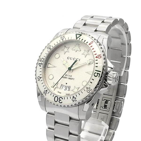  Shop Authentic Gucci Dive Quartz White Dial Silver Steel Strap Watch For Men - YA136336 - Luxxuri