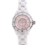  Shop Authentic Chanel J12 Quartz Diamonds Pink Dial White Steel Strap Watch for Women - J12 H5513 - Luxxuri
