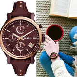  Shop Authentic Fossil Original Boyfriend Sport Chronograph Maroon Dial Maroon Leather Strap Watch for Women - ES4114 - Luxxuri