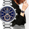  Shop Authentic Michael Kors Sawyer Navy Blue Dial Silver Steel Strap Watch for Women - MK6224 - Luxxuri