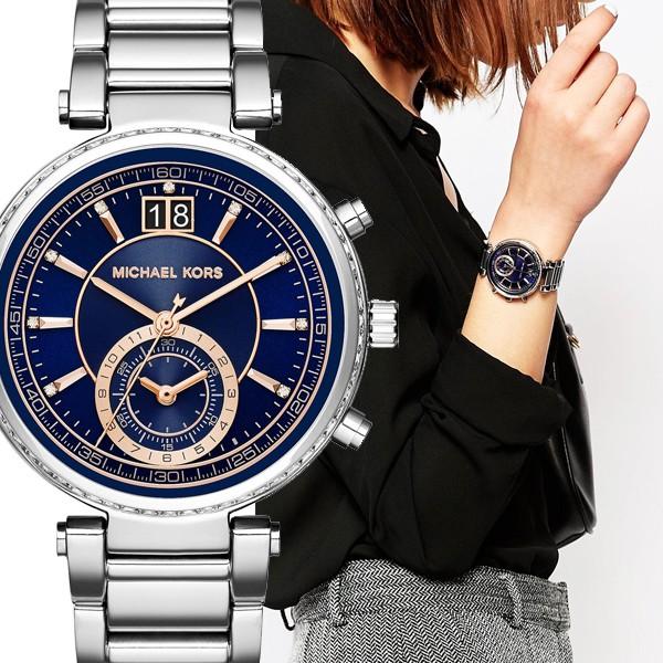  Shop Authentic Michael Kors Sawyer Navy Blue Dial Silver Steel Strap Watch for Women - MK6224 - Luxxuri