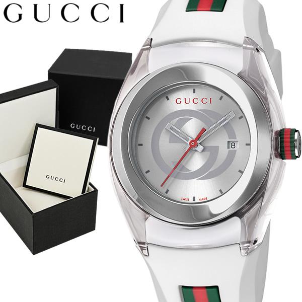  Shop Authentic Gucci Sync Quartz White Dial White Rubber Strap Unisex Watch - YA137302 - Luxxuri