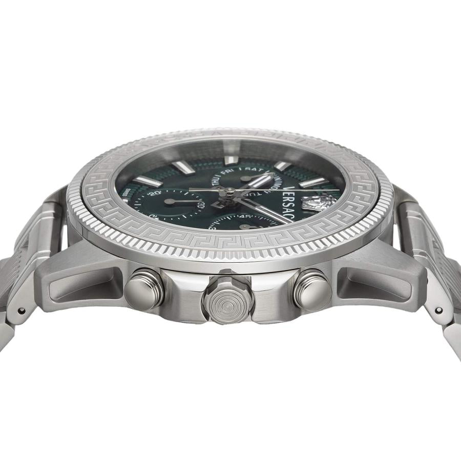  Shop Authentic Versace Greca Action Chronograph Quartz Green Dial Silver Steel Strap Watch for Men - VE3J00422 - Luxxuri