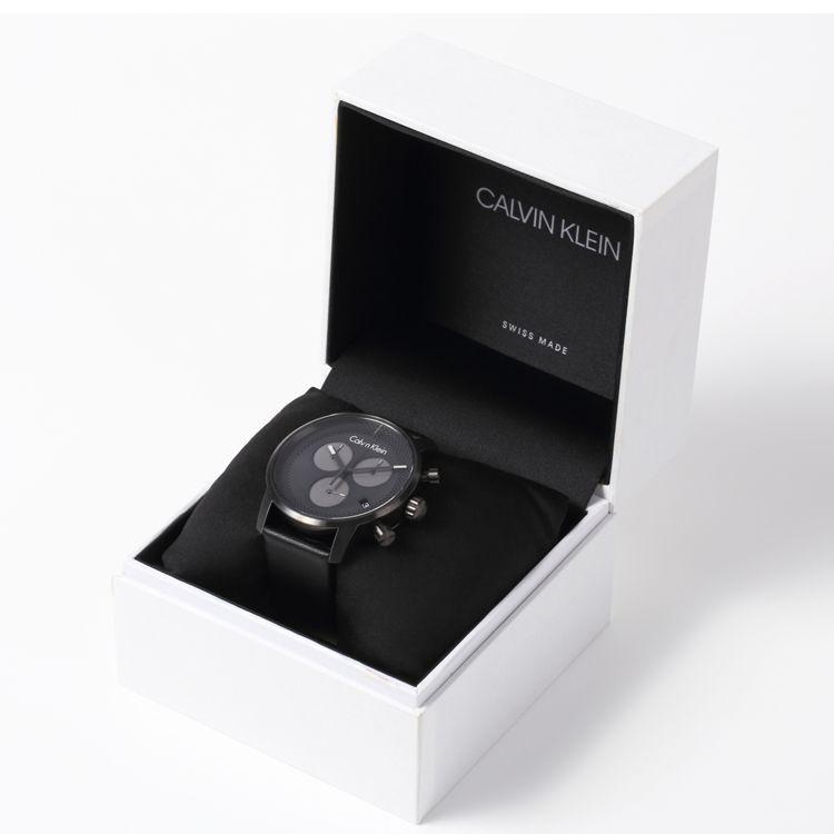  Shop Authentic Calvin Klein City Chronograph Grey Dial Black Leather Strap Watch for Men - K2G177C3 - Luxxuri