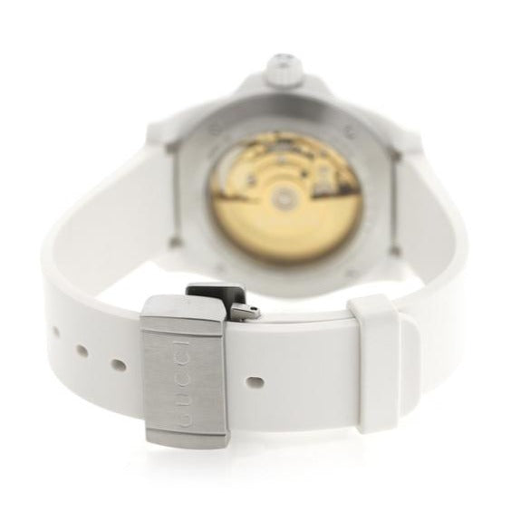  Shop Authentic Gucci Dive Automatic Transparent Dial White Rubber Strap Watch For Men - YA136343 - Luxxuri