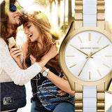  Shop Authentic Michael Kors Slim Runway Quartz White Dial Two Tone Steel Strap Watch For Women - MK4295 - Luxxuri