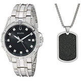  Shop Authentic Bulova Crystal Collection Black Dial Silver Steel Strap Watch for Men - 96K104 - Luxxuri