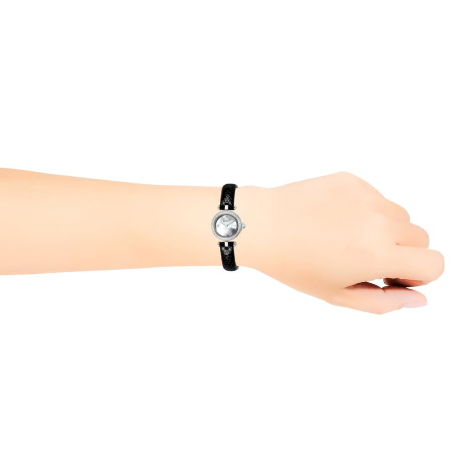  Shop Authentic Gucci Diamantissima Diamonds Mother of Pearl Dial Black Leather Strap Watch For Women - YA141511 - Luxxuri