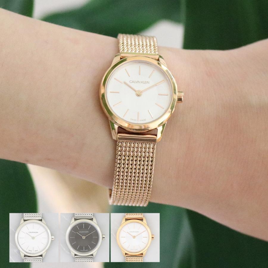  Shop Authentic Calvin Klein Minimal White Dial Rose Gold Mesh Bracelet Watch for Women - K3M23626 - Luxxuri