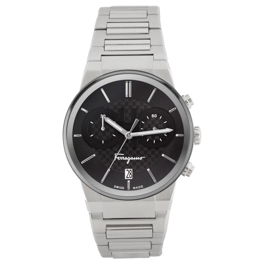  Shop Authentic Salvatore Ferragamo Sapphire Chrono Black Dial Silver Steel Strap Watch for Men - SFME00321 - Luxxuri