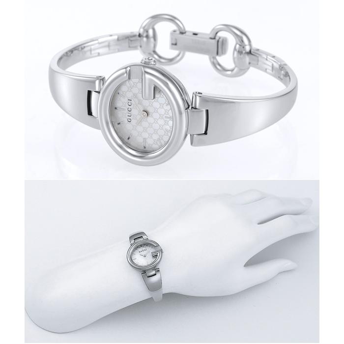  Shop Authentic Gucci Guccissima Quartz Silver Dial Silver Steel Strap Watch For Women - YA134511 - Luxxuri