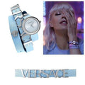  Shop Authentic Versace V Flare Silver Dial Blue Leather Strap Watch for Women - VEBN00118 - Luxxuri