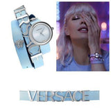  Shop Authentic Versace V Flare Silver Dial Blue Leather Strap Watch for Women - VEBN00118 - Luxxuri