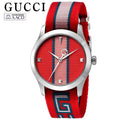 Shop Authentic Gucci G Timeless Quartz Red Dial Two Tone NATO Strap Watch For Men - YA1264070 - Luxxuri