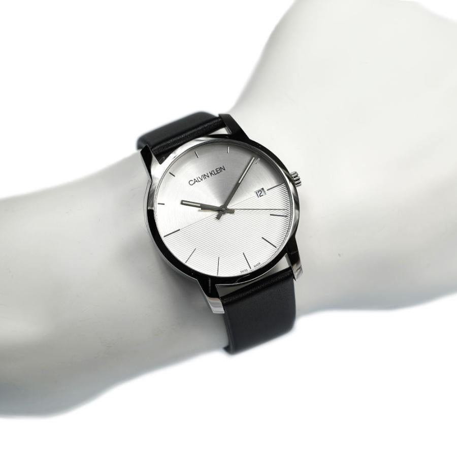 Shop Authentic Calvin Klein City White Dial Black Leather Strap Watch for Men - K2G2G1CD - Luxxuri