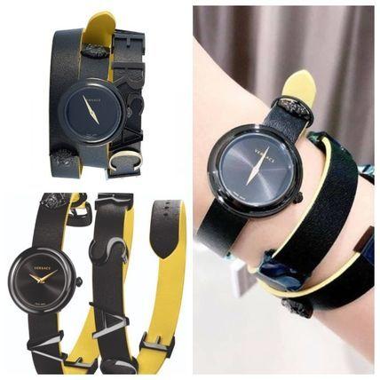  Shop Authentic Versace V-Flare Quartz Black Dial Black Leather Strap Watch for Women - VEBN00518 - Luxxuri