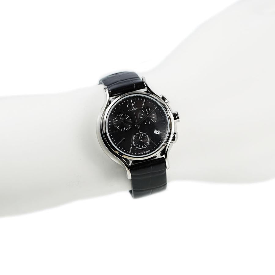 Shop Authentic Calvin Klein Skirt Chronograph Black Dial Black Leather Strap Watch for Men - K2U291C1 - Luxxuri