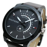  Shop Authentic Tommy Hilfiger Denim Black Dial Brown Leather Strap Watch for Men - 1791478 - Luxxuri