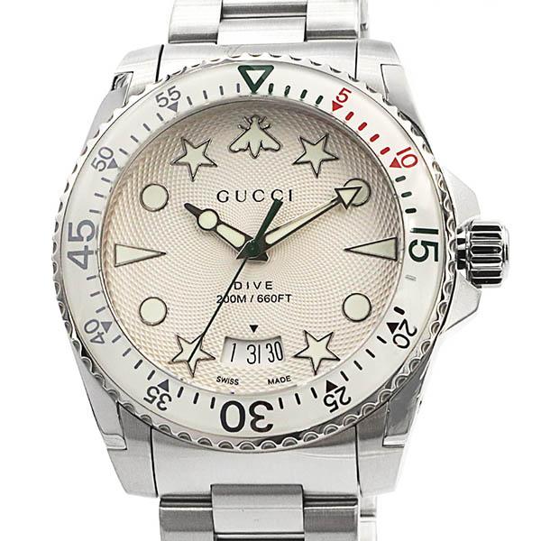  Shop Authentic Gucci Dive Quartz White Dial Silver Steel Strap Watch For Men - YA136336 - Luxxuri