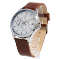  Shop Authentic Tommy Hilfiger Multi Function Quartz White Dial Brown Leather Strap Watch for Men - 1791614 - Luxxuri