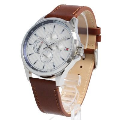 Shop Authentic Tommy Hilfiger Multi Function Quartz White Dial Brown Leather Strap Watch for Men - 1791614 - Luxxuri