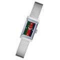  Shop Authentic Gucci G Frame Quartz Diamonds Green & Red Mother of Pearl Dial Silver Mesh Bracelet Watch For Women - YA147510 - Luxxuri
