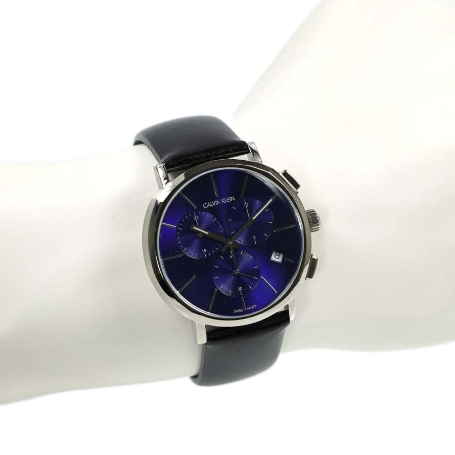  Shop Authentic Calvin Klein Chronograph Blue Dial Black Leather Strap Watch for Men - K8Q371CN - Luxxuri