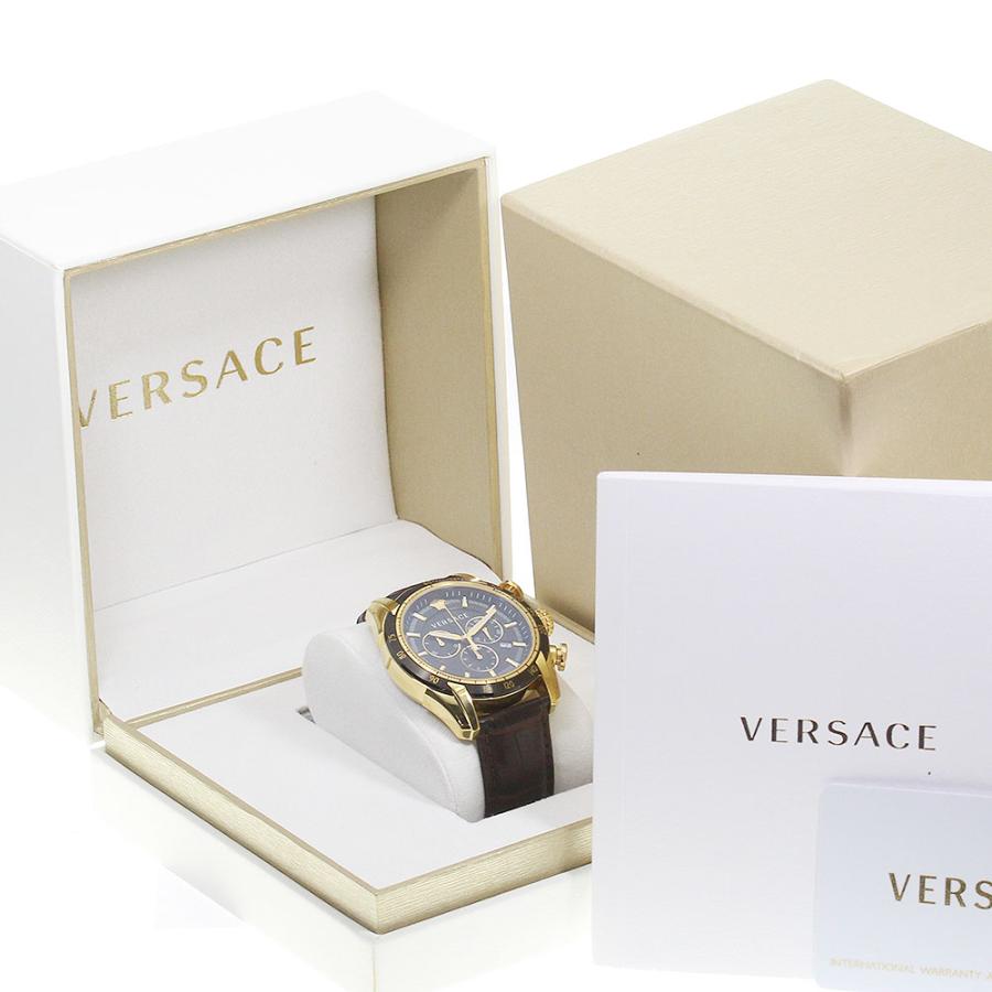  Shop Authentic Versace V-Ray Chronograph Quartz Black Dial Brown Leather Strap Watch For Men - VEDB00318 - Luxxuri