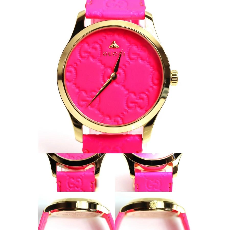  Shop Authentic Gucci G Timeless Quartz Pink Dial Pink Leather Strap Watch For Women - YA1264115 - Luxxuri