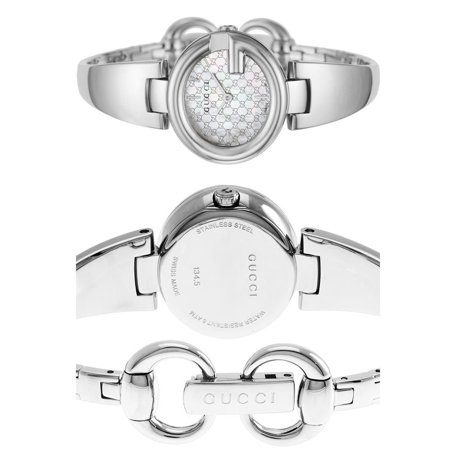  Shop Authentic Gucci Guccissima Quartz Silver Dial Silver Steel Strap Watch For Women - YA134511 - Luxxuri