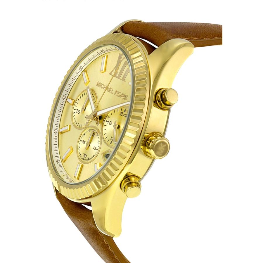  Shop Authentic Michael Kors Lexington Chronograph Gold Dial Brown Leather Strap Watch For Men - MK8447 - Luxxuri