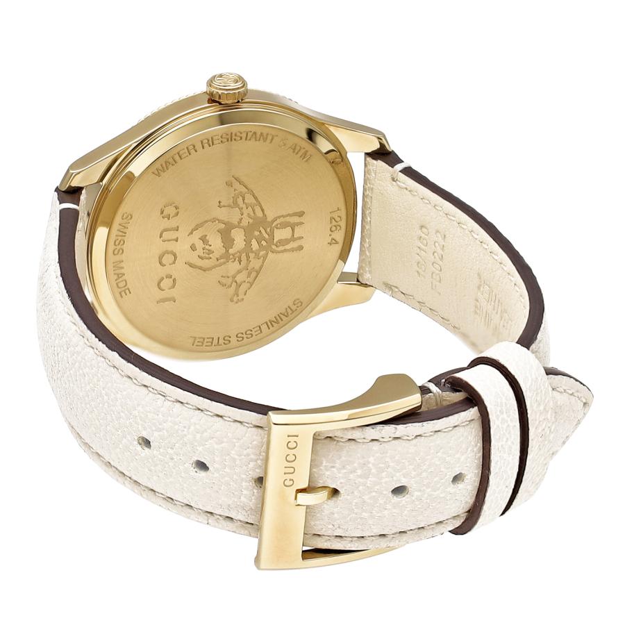  Shop Authentic Gucci G Timeless Quartz Gold Dial Beige Leather Strap Watch For Women - YA1264180 - Luxxuri