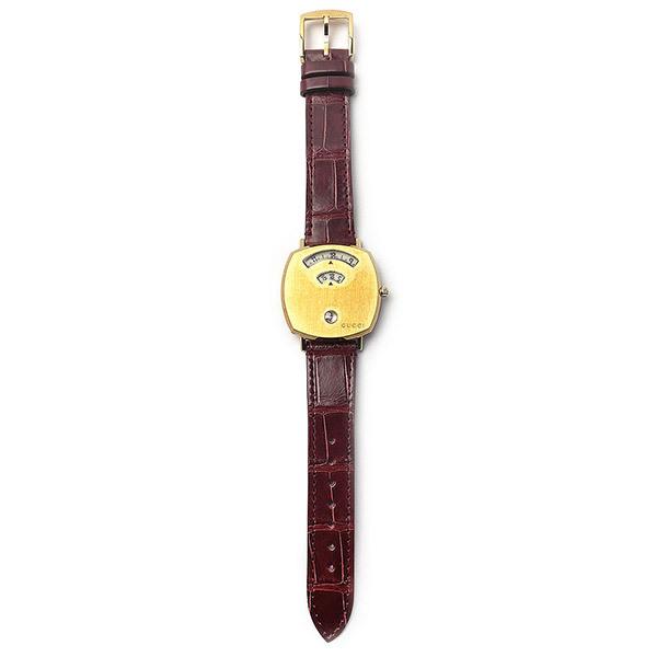  Shop Authentic Gucci Grip Quartz Gold Dial Maroon Leather Strap Watch For Women - YA157402 - Luxxuri