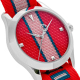 Shop Authentic Gucci G Timeless Quartz Red Dial Two Tone NATO Strap Watch For Men - YA1264070 - Luxxuri